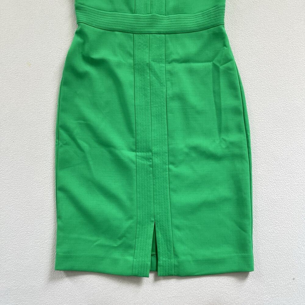 Ann Taylor Women Kelly Green Split Neck Sleeveless Lined Sheath Career Dress 2 - Picture 2 of 7